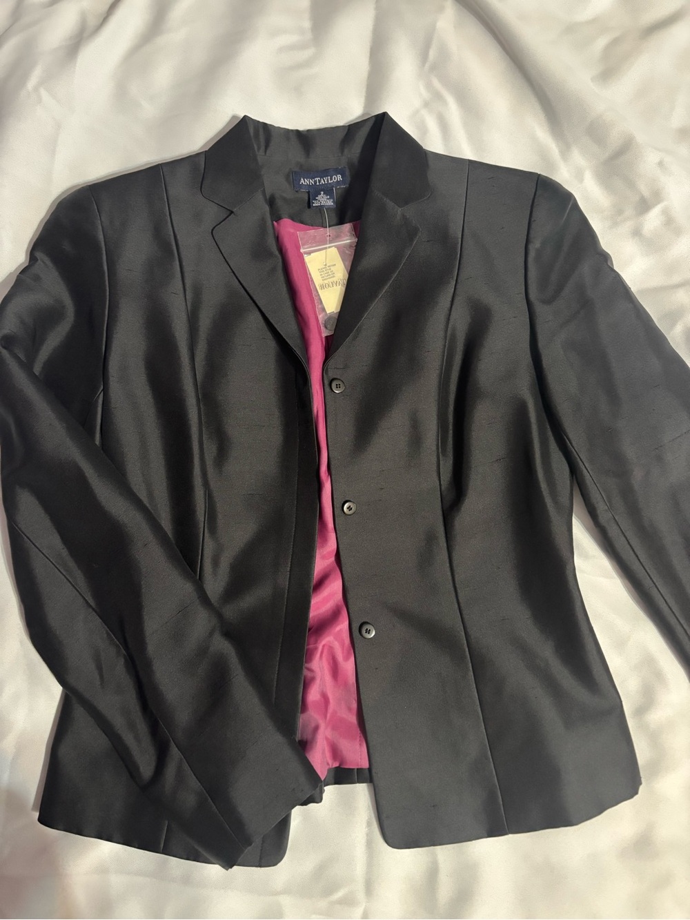Ann Taylor Black Blazer with Pink Lining